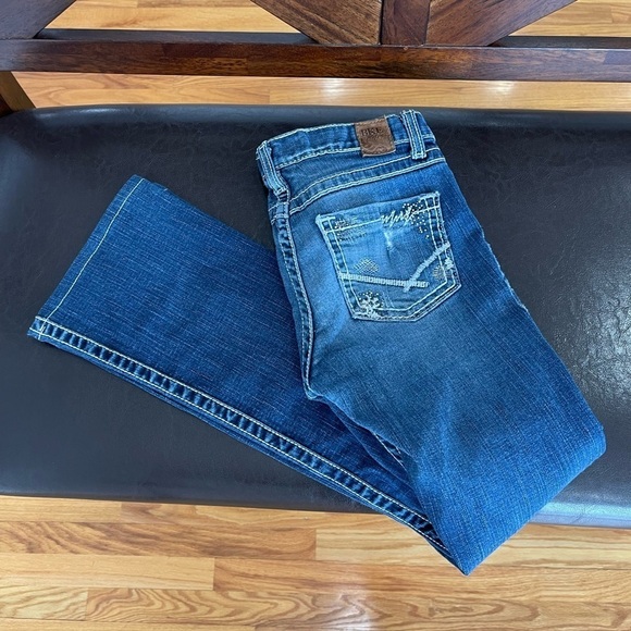 BKE Lexi flare boot jean in a size 26 white stitching western rodeo rocker - Picture 9 of 16